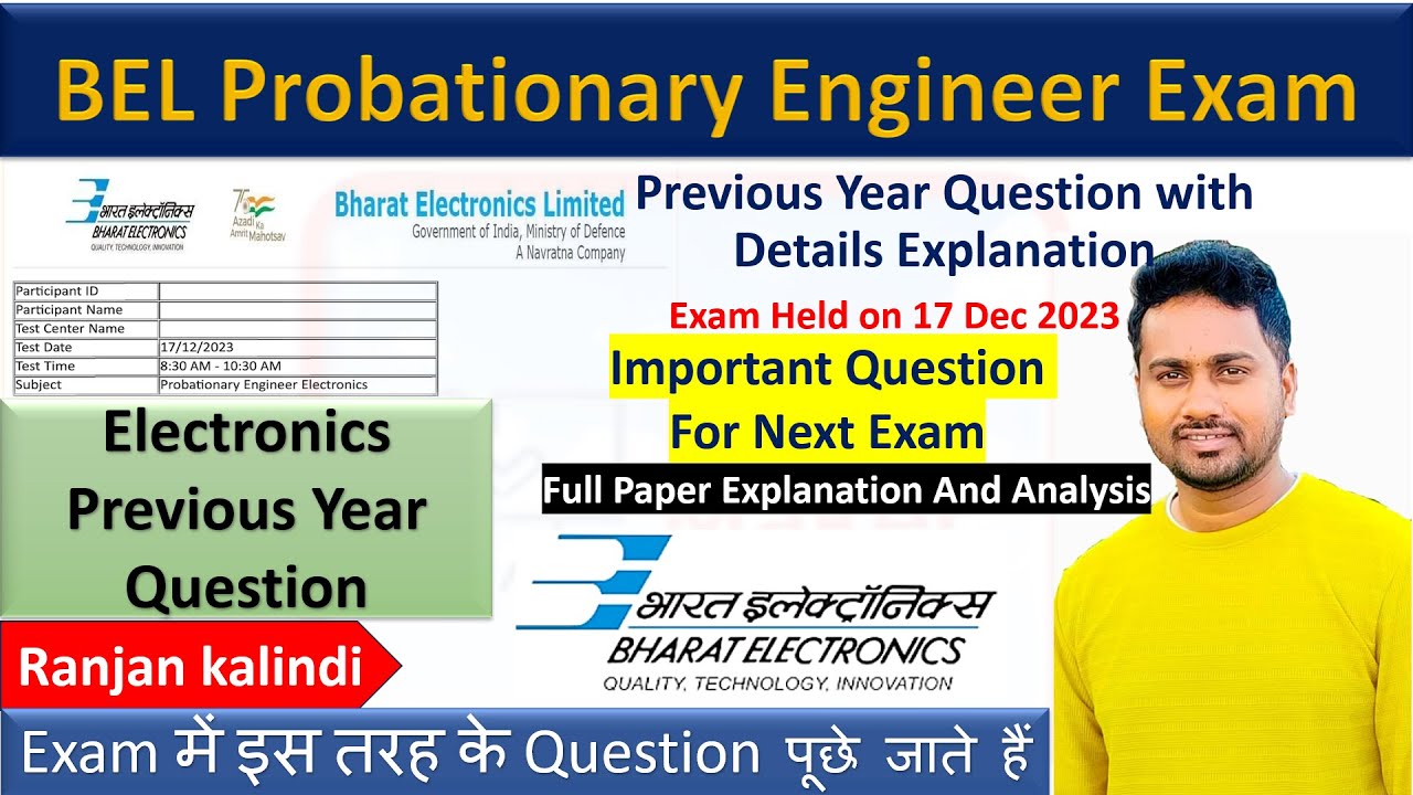 BEL Probationary Engineer Electronics Previous Year Question Explanation And Analysis | BEL Exam