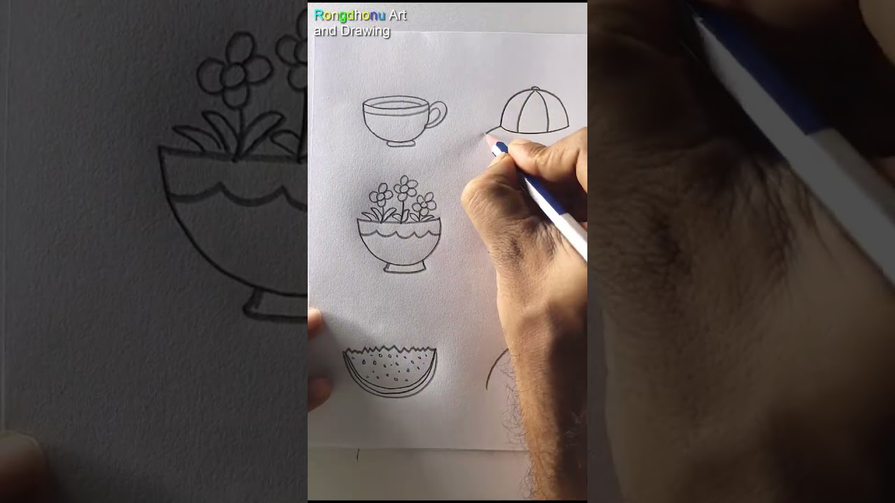 Drawing with semi Circle #halfcircle #rongdhonuartanddrawing #scenerydrawing #drawingideas