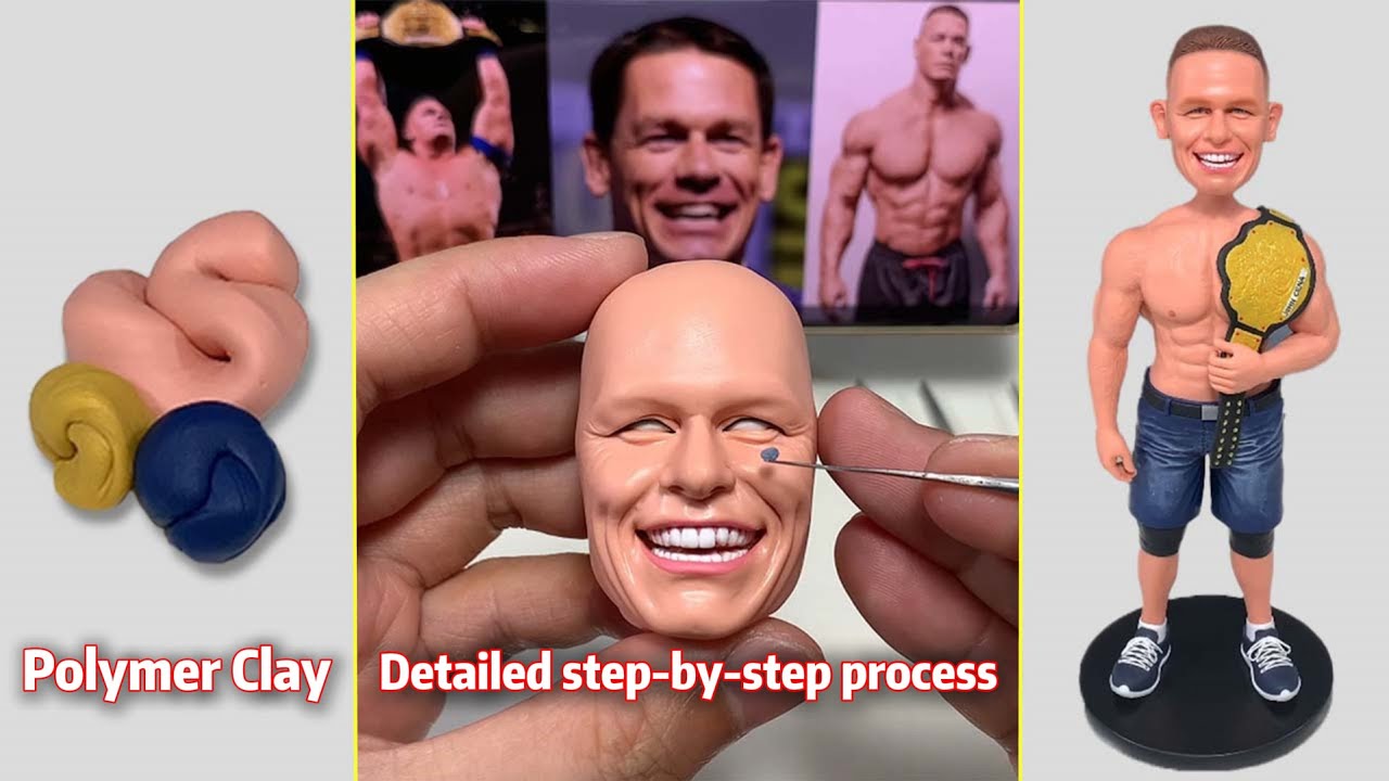 John Cena Clay Sculpture with Championship Belt - Fun Bobblehead Tutorial.