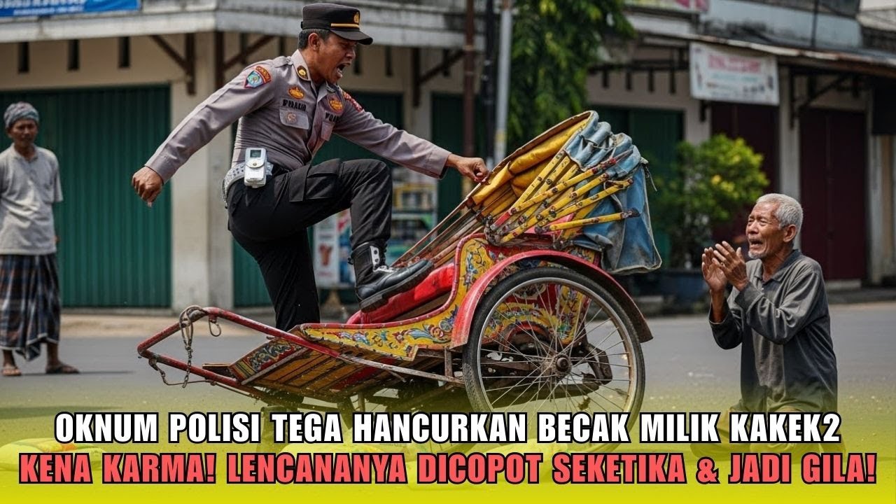Tega Hancurkan Becak Milik Kakek2, Polisi Ini Kena Karma! Lencananya Dicopot Seketika & Jadi Gila!