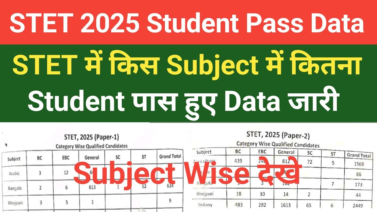 STET 2025 Subject Wise Pass Data 🔥 | Kis Subject me Kitne Student Pass? Full Category Wise Report