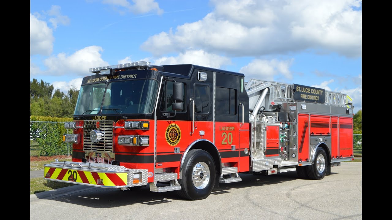 SFEV - St. Lucie County Fire District's Sutphen SL75 aerial ladder - LADDER 20