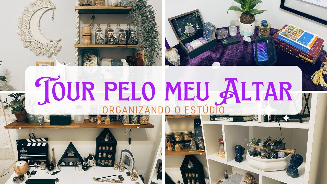 Tour pelo meu ALTAR M&Aacute;GICO + est&uacute;dio de grava&ccedil;&atilde;o das leituras de tarot ✨🃏