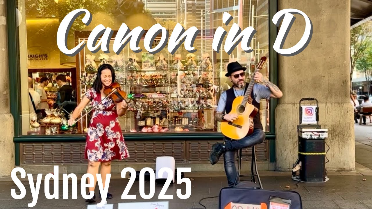 Canon in D - Marty Music x Shiki Violinist @ Sydney #fingerstyleguitar #streetperformance
