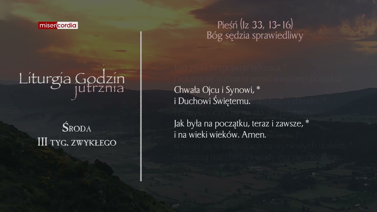 Liturgia Godzin | Jutrznia | Środa, III tyg. zwykłego