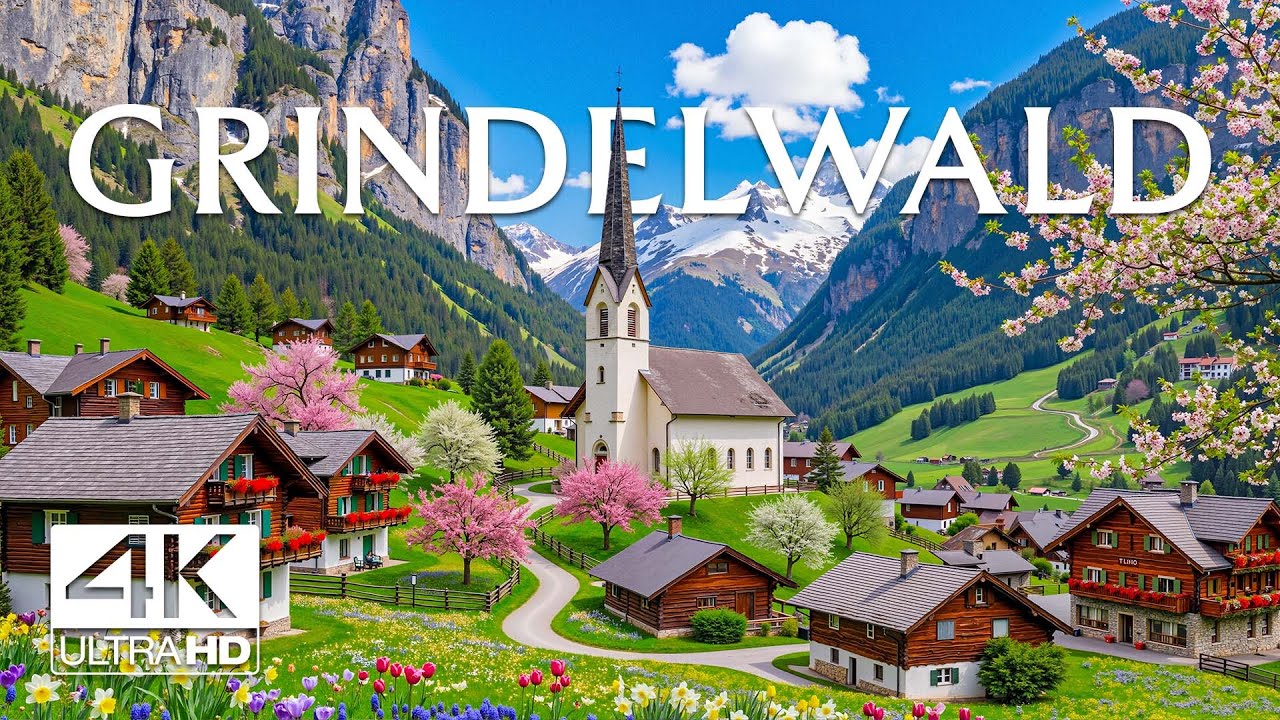 Grindelwald 4K | Unreal Alpine Beauty on Earth – Snowy Peaks, Emerald Valleys & Silent Villages