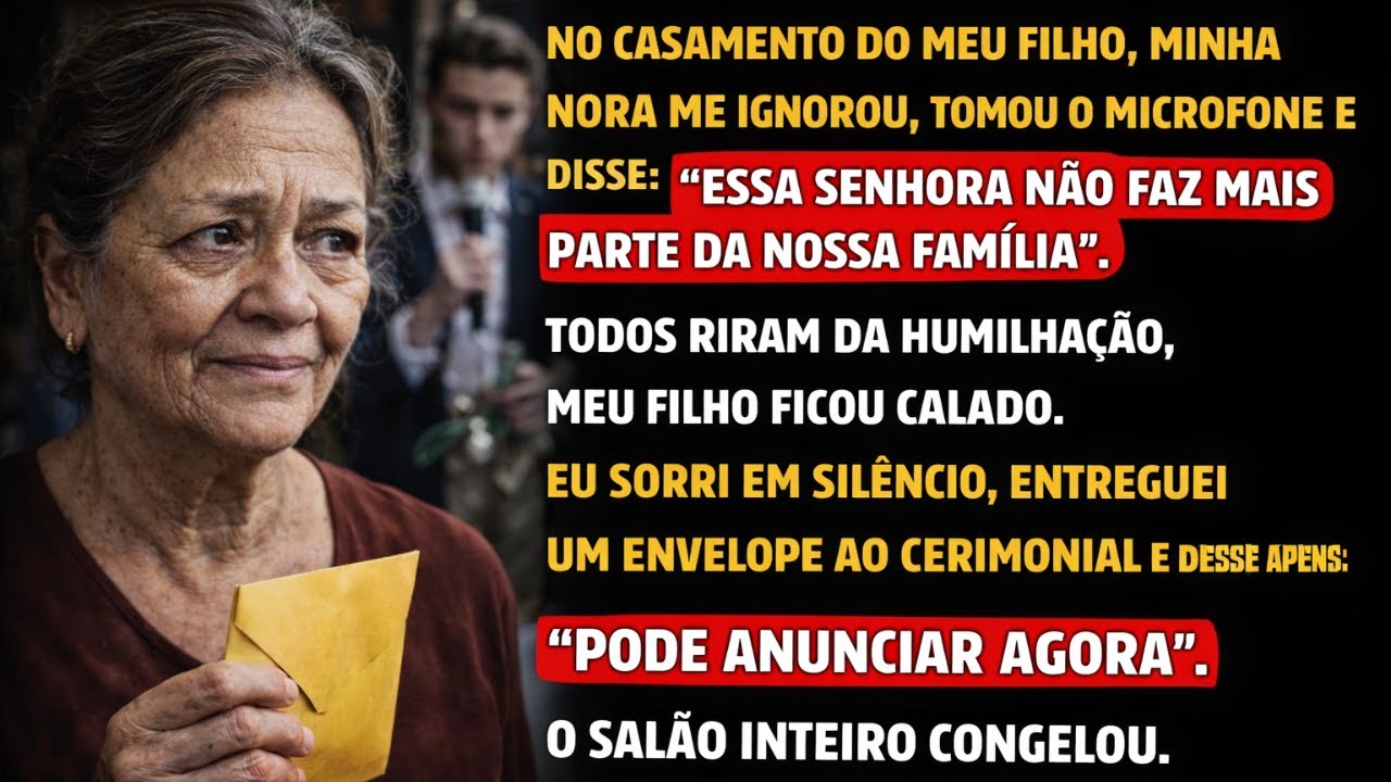 NO CASAMENTO DO MEU FILHO, MINHA NORA ME HUMILHOU. SORRI, ENTREGUEI UM ENVELOPE E CONGELEI O SALÃO!!