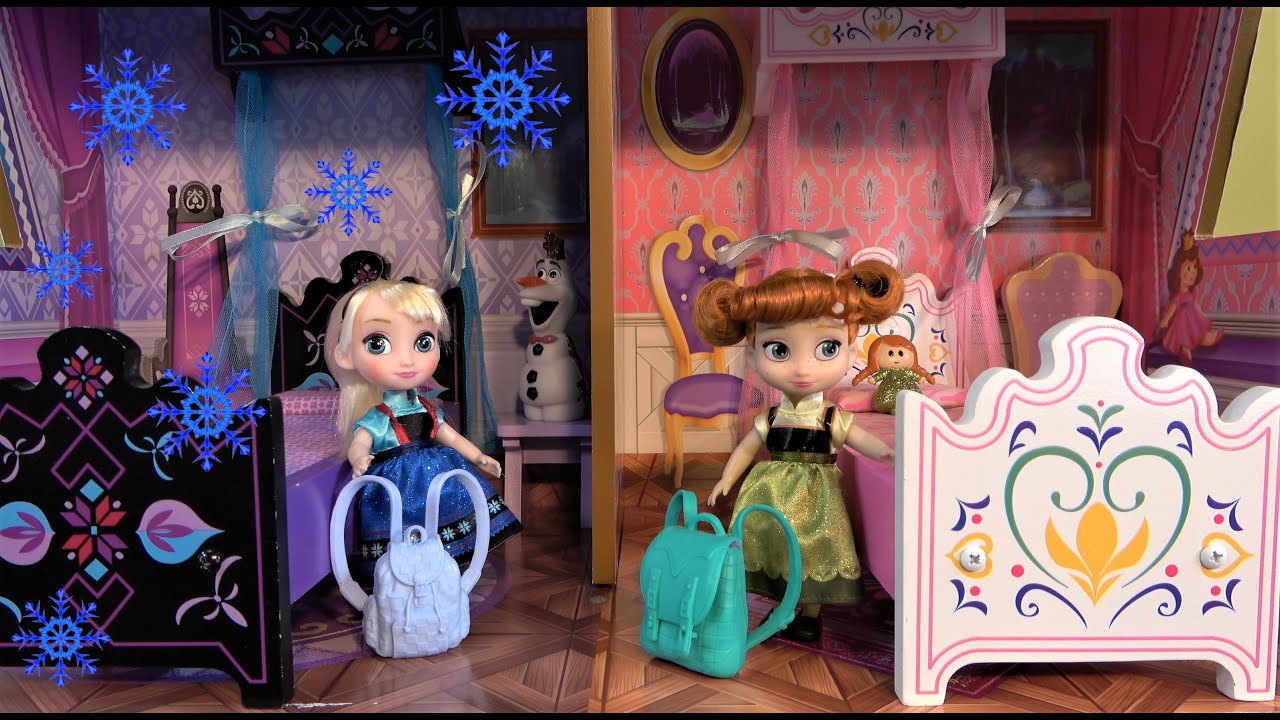 Frozen Anna and Elsa Toddlers Can't Get Along Story in Frozen Castle and Tree House with Barbie