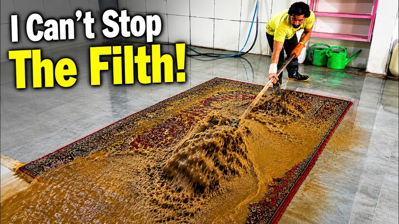 I Couldn't Stop The RIVER Of FILTH Coming From This Rug 🤮 Hopeless Rug Cleaning