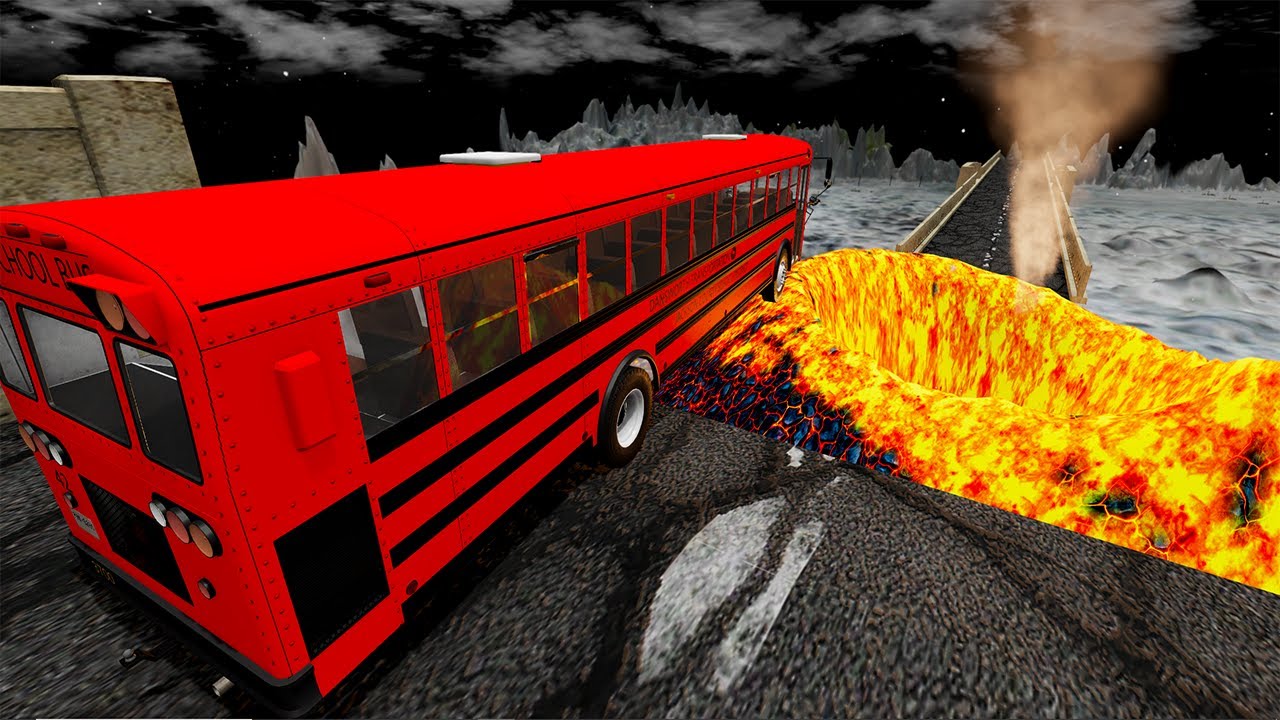 Open Bridge Jumping Over Volcano - BeamNG.Drive