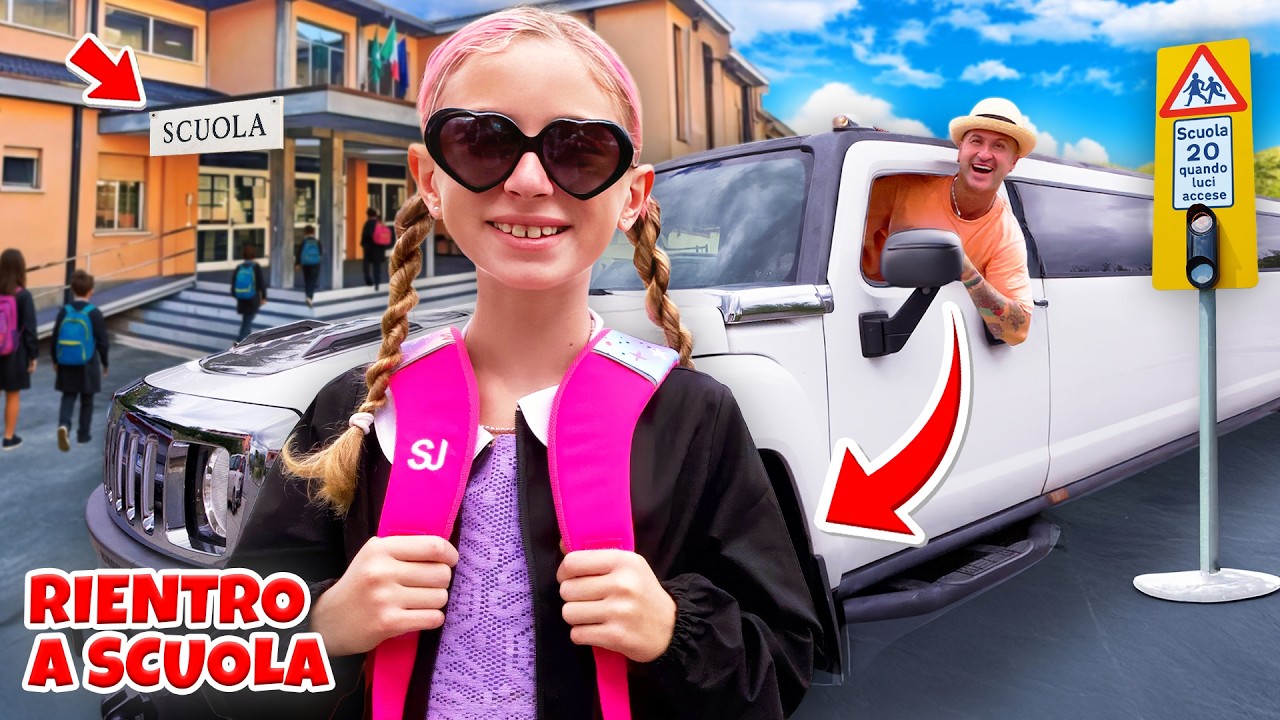 BACK TO SCHOOL: GIORGIA VA A SCUOLA IN LIMOUSINE CON PAPÀ SALVO!