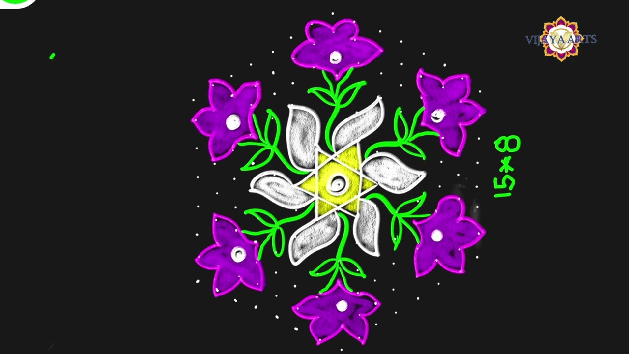 Easy Simple latast daily dots(15×8) rangoli | big  rangoli |