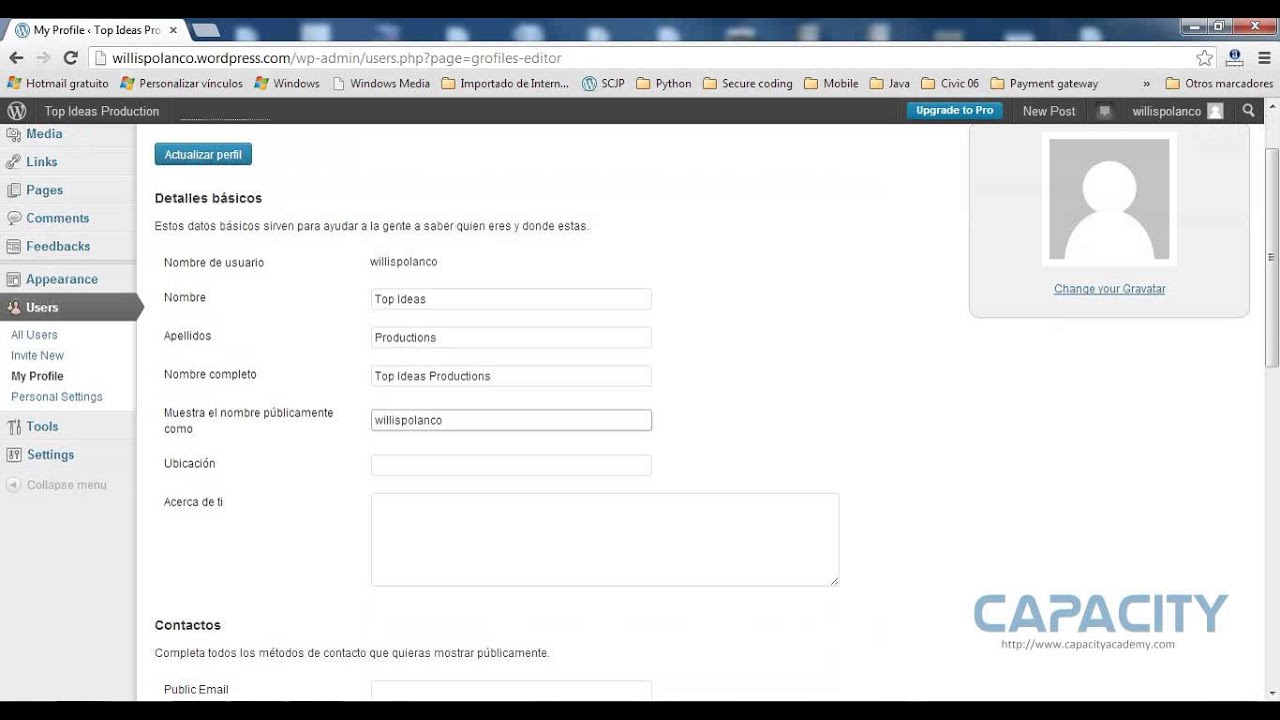 Curso WordPress - Perfiles en WordPress Lecci&oacute;n 3/5 - CAPACITY