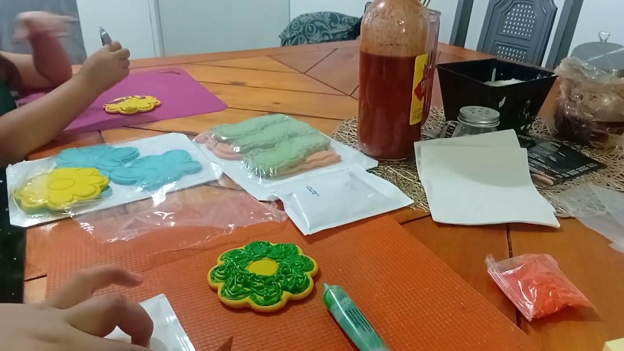 Decorating cookies with my sister 