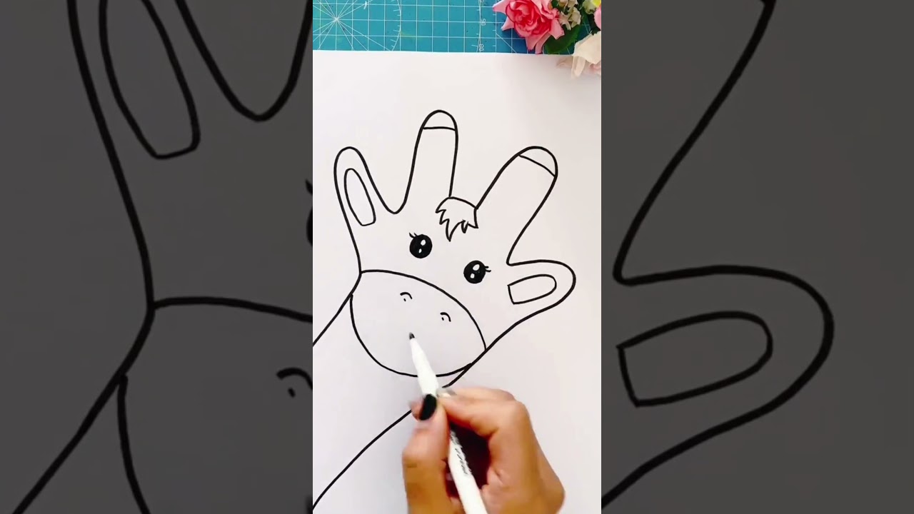 Handy Palm Art - Hand Drawing Giraffe 🦒 