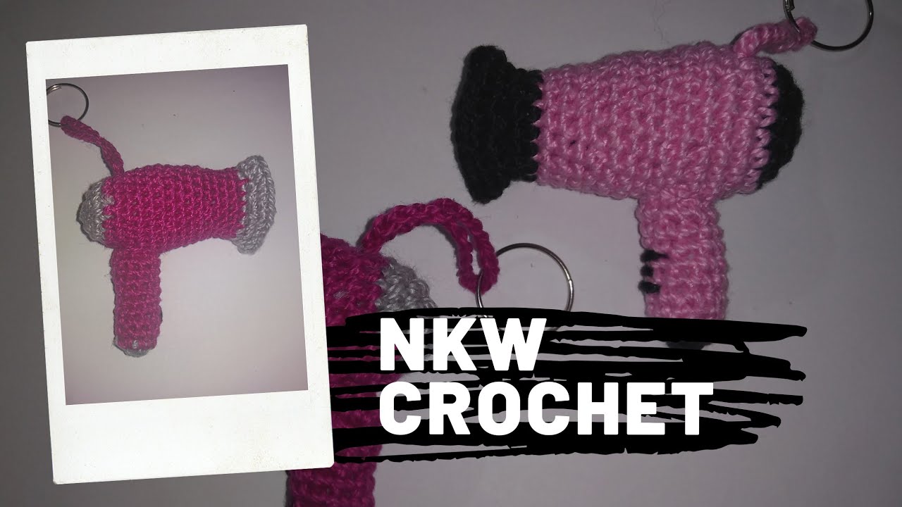 Chaveiro em crochê amigurumi secador de cabelo