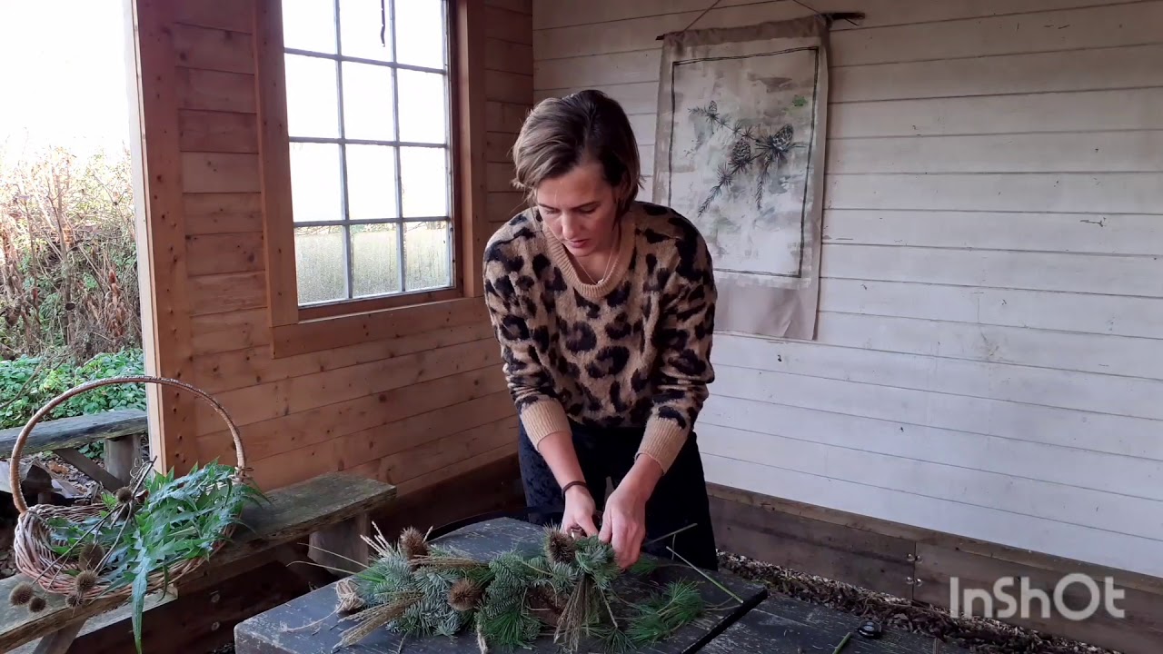 DIY  krans met kerstgroen