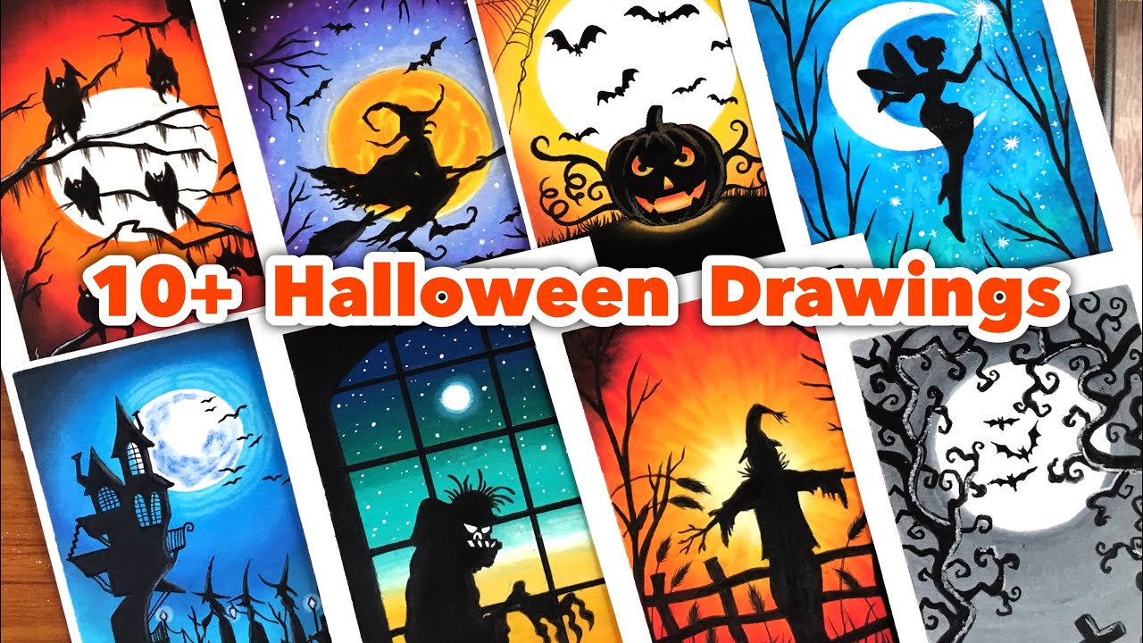 10+ Spooky Halloween Oil Pastel Drawing Ideas | COMPILATION