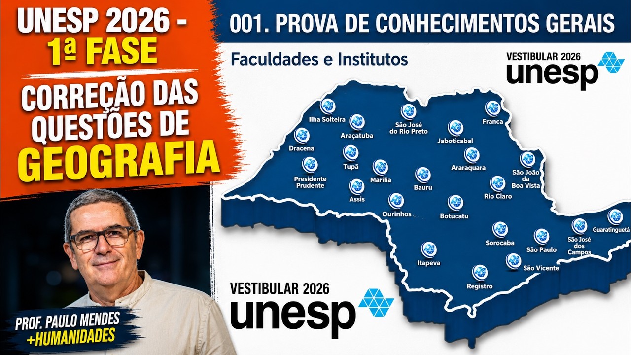 UNESP 2026: 1ª FASE: CORREÇÃO DAS QUESTÕES DE GEOGRAFIA