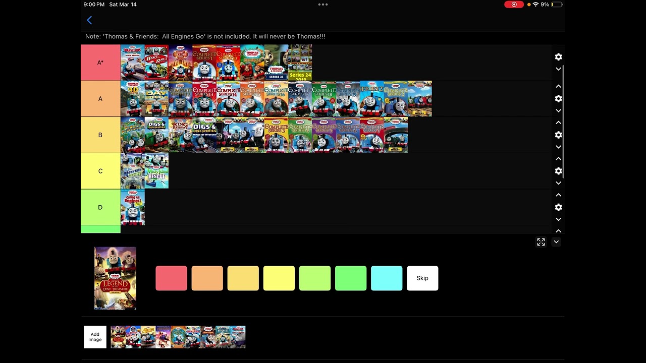 My Thomas and Friends Special/Seasons Tierlist 