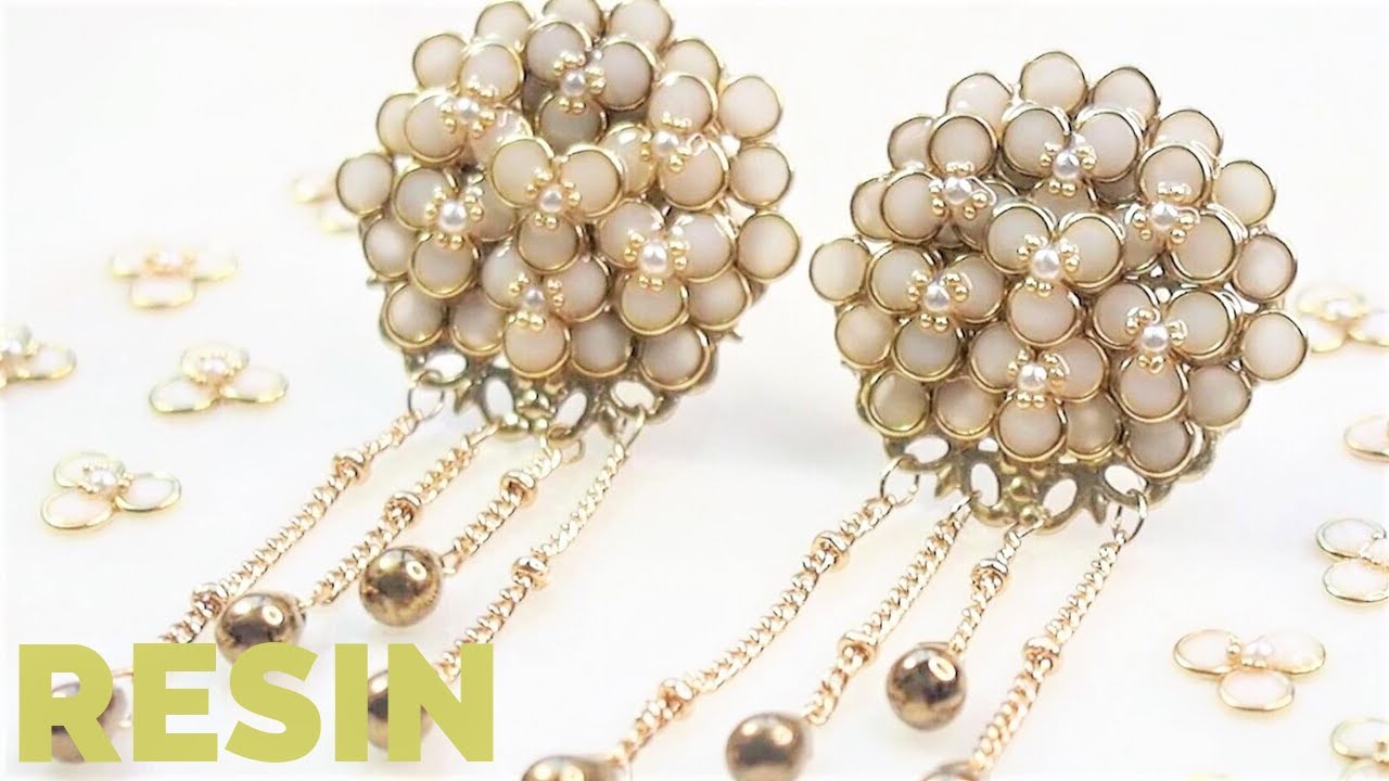 🌹【UVレジン】最強簡単丸カンあじさい♡ペンチいらず！/How to make an earring of a hydrangea flower