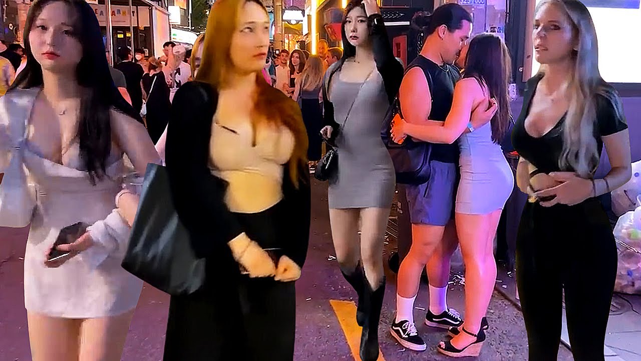 [4K 홍대는 사랑의 거리 😍😍😍] 토요일 밤에 홍대 클럽 거리는 사랑의 거리로 변신하네요 😲😲😲 # 홍대 # 서울 # 한국