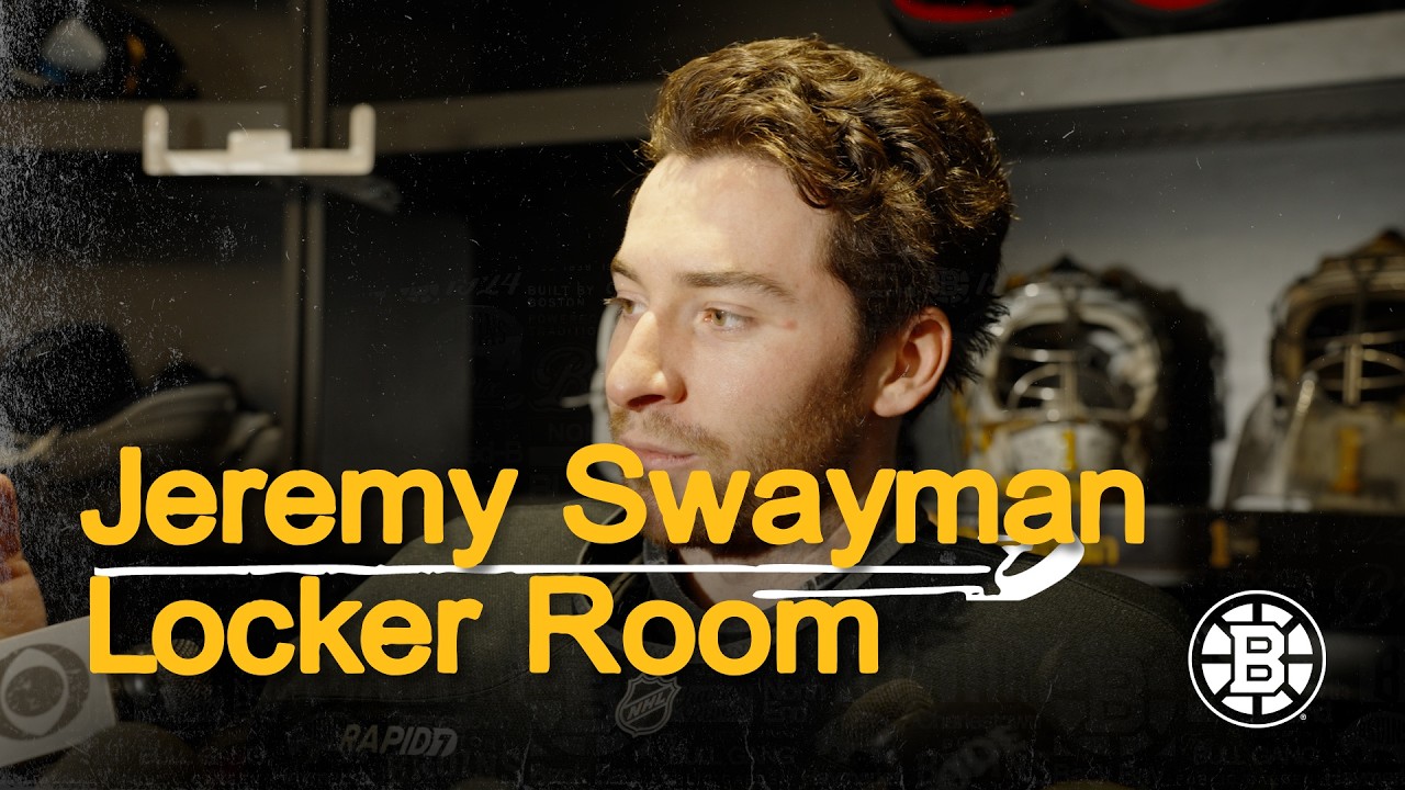 Jeremy Swayman talks after returning from Olympic Winter Games