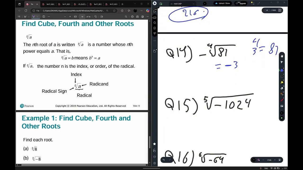 Chapter 8: Roots & Radicals | الجذور والعمليات عليها part 1