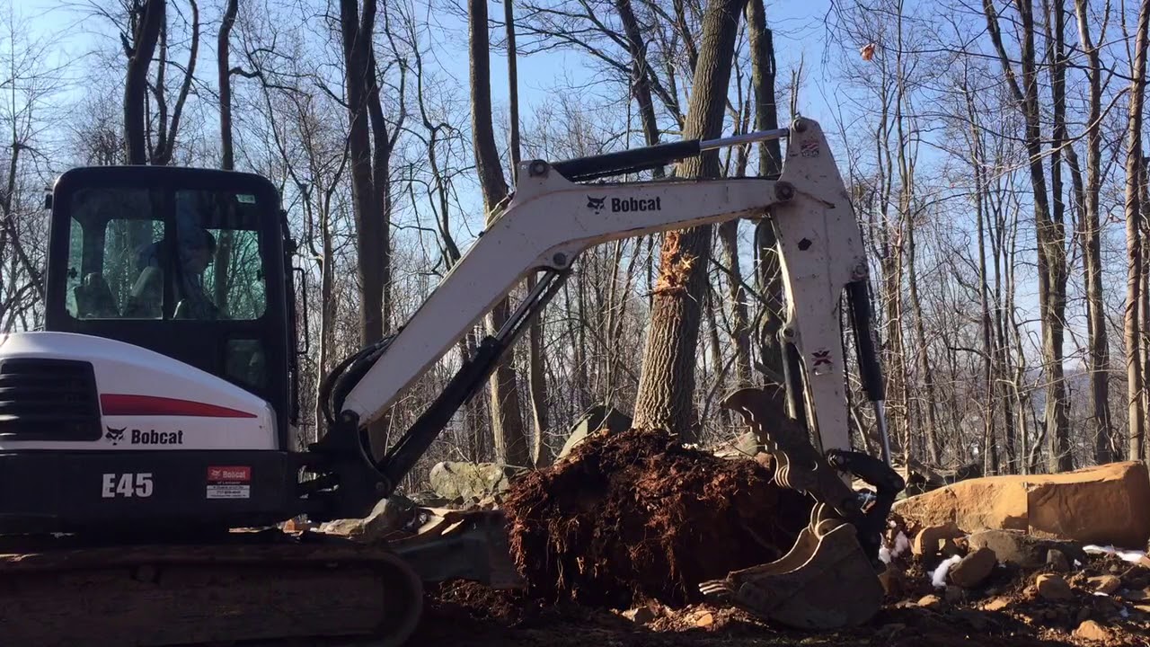 Bobcat E45 how not to knock a poplar down