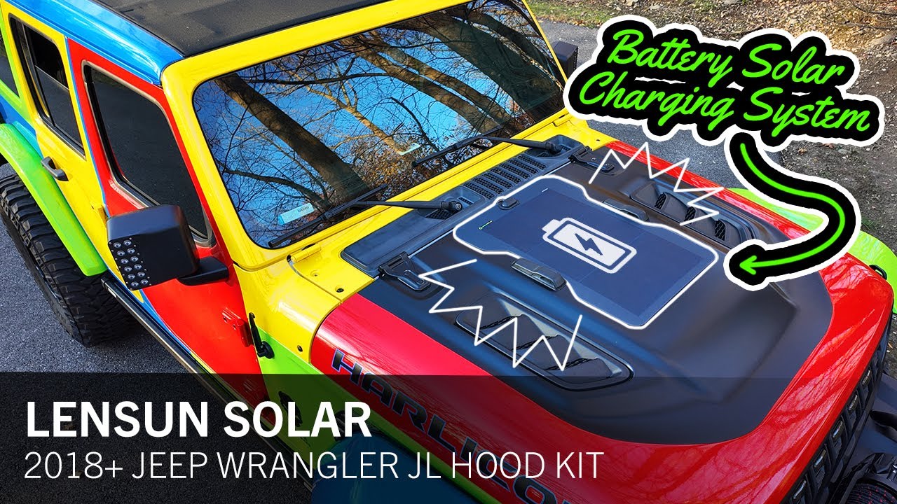 Lensun Solar Hood Panel Install & Review | Jeep Wrangler JL Rubicon Solar Charging Hood Kit