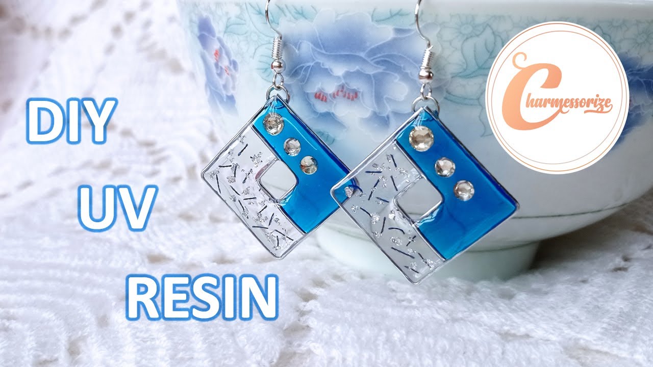 UV レジン | DIY UV Resin Crafts & Accessories| UV resin Blue Earrings | DIY resin jewelry|