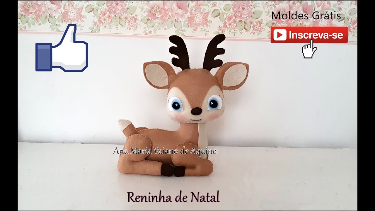 Rena de Natal em Feltro com Molde e Passo a Passo