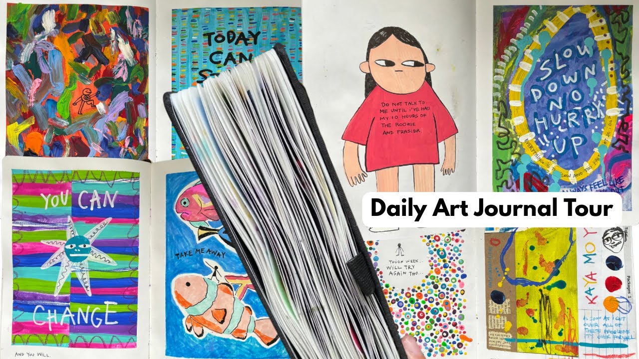 4 MONTHS of daily journaling!! || completed daily art journal tour || amandaswork