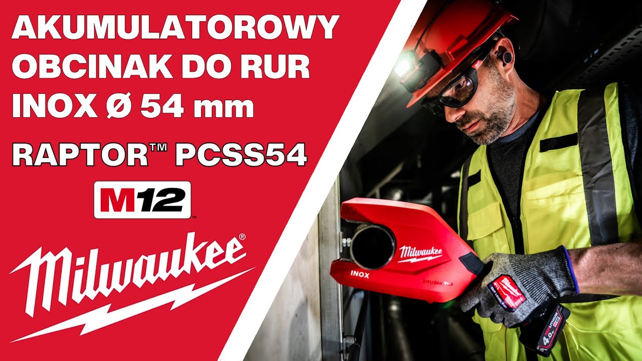 MILWAUKEE M12™ RAPTOR™ PCSS54 akumulatorowy obcinak do rur Ø 54 mm INOX