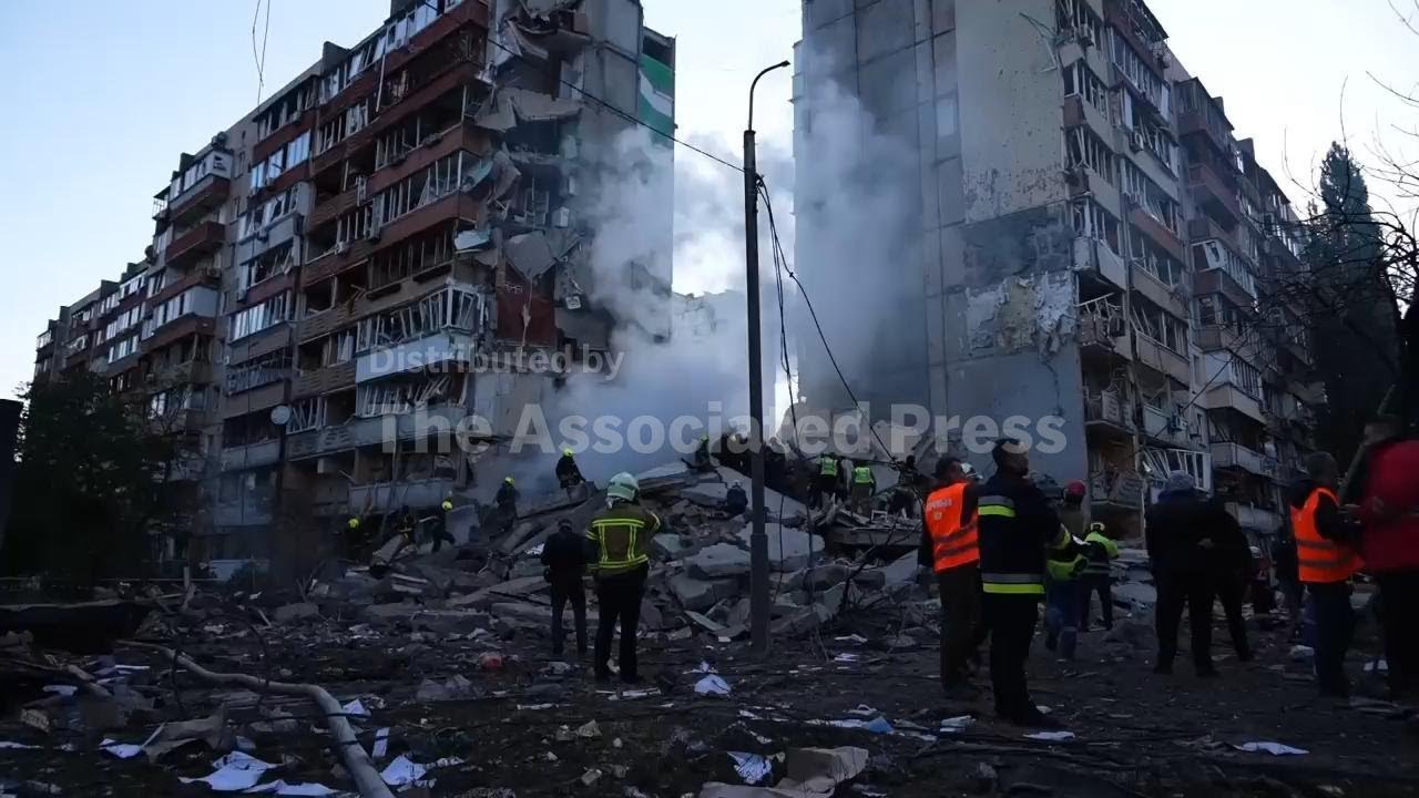 Rescuers search for people under the rubble after Russian attack on Kyiv