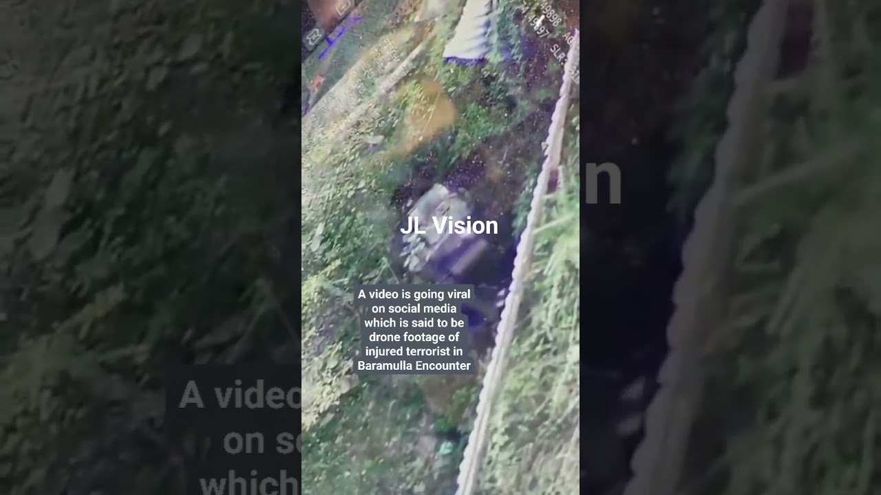 drone footage of injured #terrorist in #Baramulla #Encounter