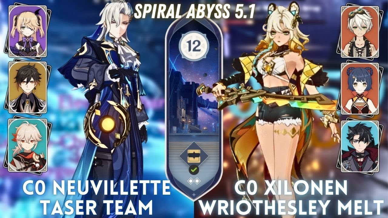 C0 Xilonen Wriothesley Melt & C0 Neuvillette Taser | Spiral Abyss 5.1 Floor 12 - 9⭐
