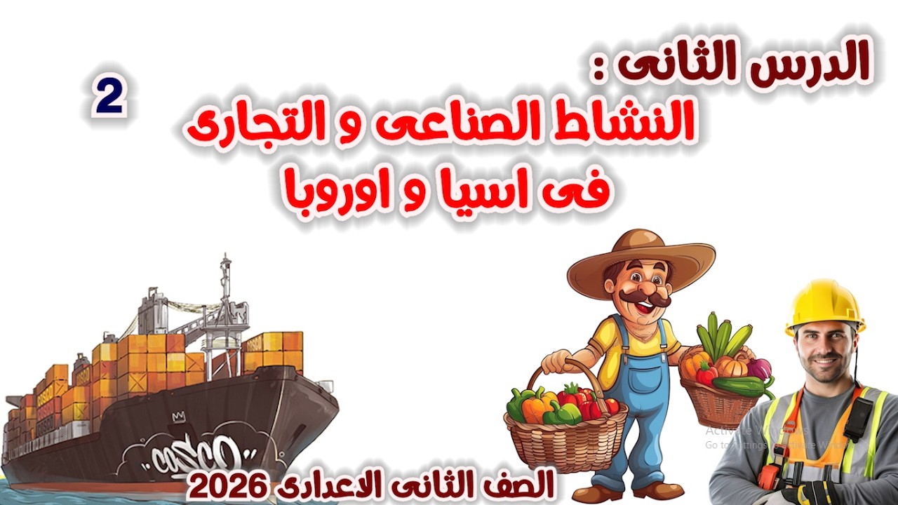 درس النشاط الصناعى و التجارى فى اسيا واوروبا للصف الثانى الاعدادى | المنهج الجديد 2026
