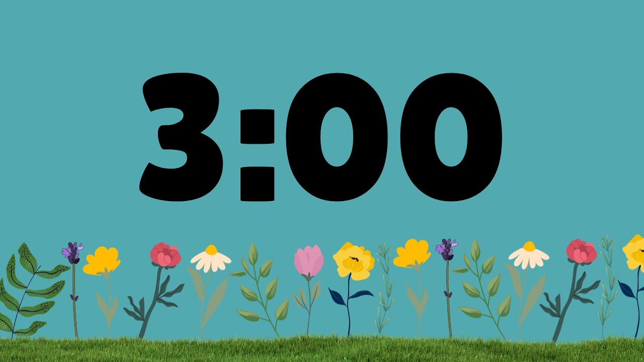 3 Minute Countdown No Music Cutesy with Flowers