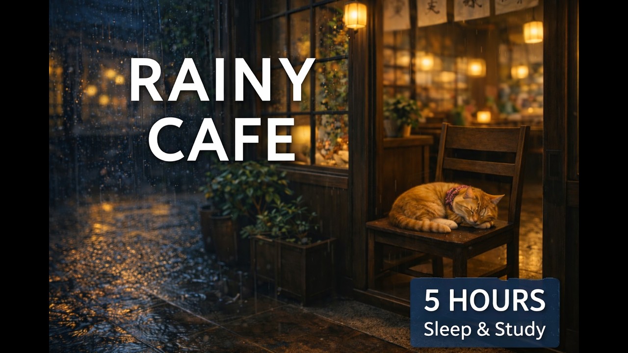 5시간 비오는 일본 감성 카페 ☕🌧️ | 수면 & 집중 ASMR/5 Hours Rainy Cafe Ambience ☕🌧️ | Deep Sleep & Study Sounds