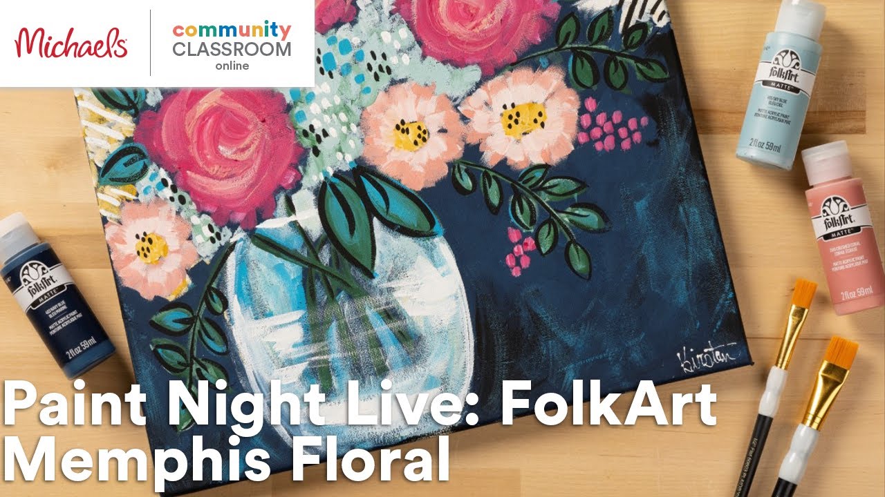 Online Class: Paint Night Live: FolkArt Memphis Floral | Michaels