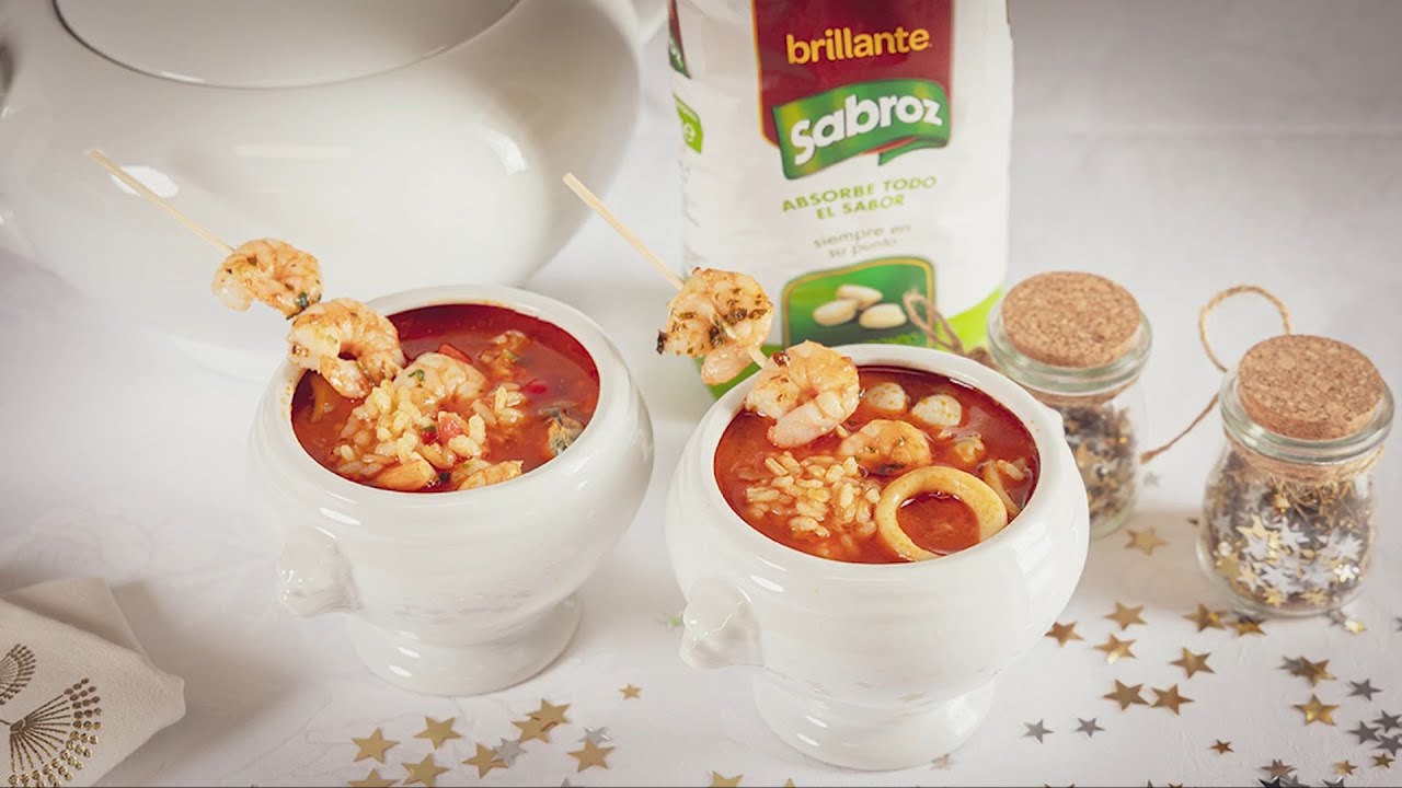 Sopa marinera navideña con arroz