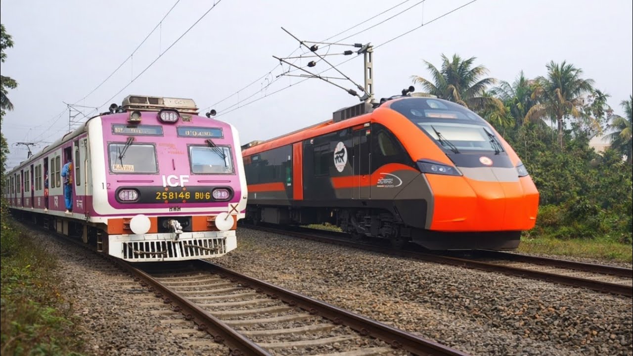 Superfast Vande Bharat Passing Local Train | Indian Railway Scene 😲