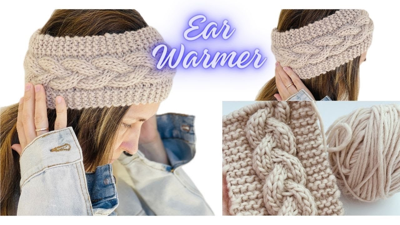 Красивая повязка на голову с косой Ear Warmer #вязание #knitting #вязаниеспицами #мастеркласс
