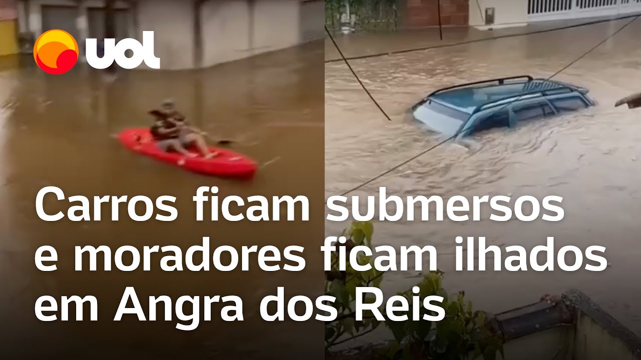 Angra dos Reis (RJ): Chuva deixa carros submersos, casas inundadas e bairros ilhados; vídeos