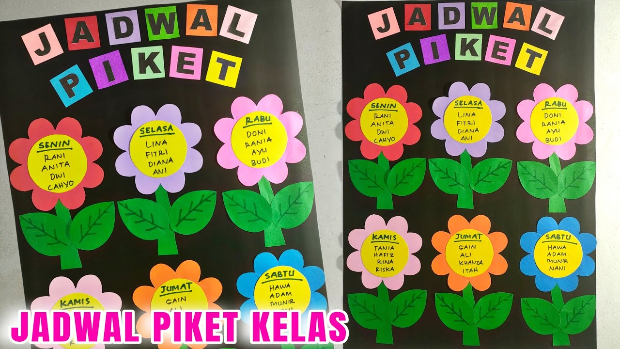 Membuat Jadwal Piket Kelas Bentuk Bunga || Dekorasi kelas kreatif || Hiasan Dinding Kelas