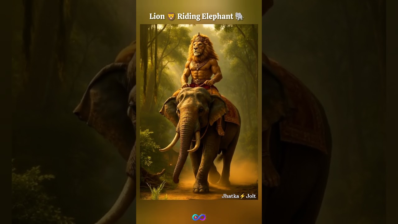 Lion Riding Elephant 🦁🐘 | Epic 3D Fantasy Animation | Jhatka⚡Jolt #epicanimation #lion #aiart #ai