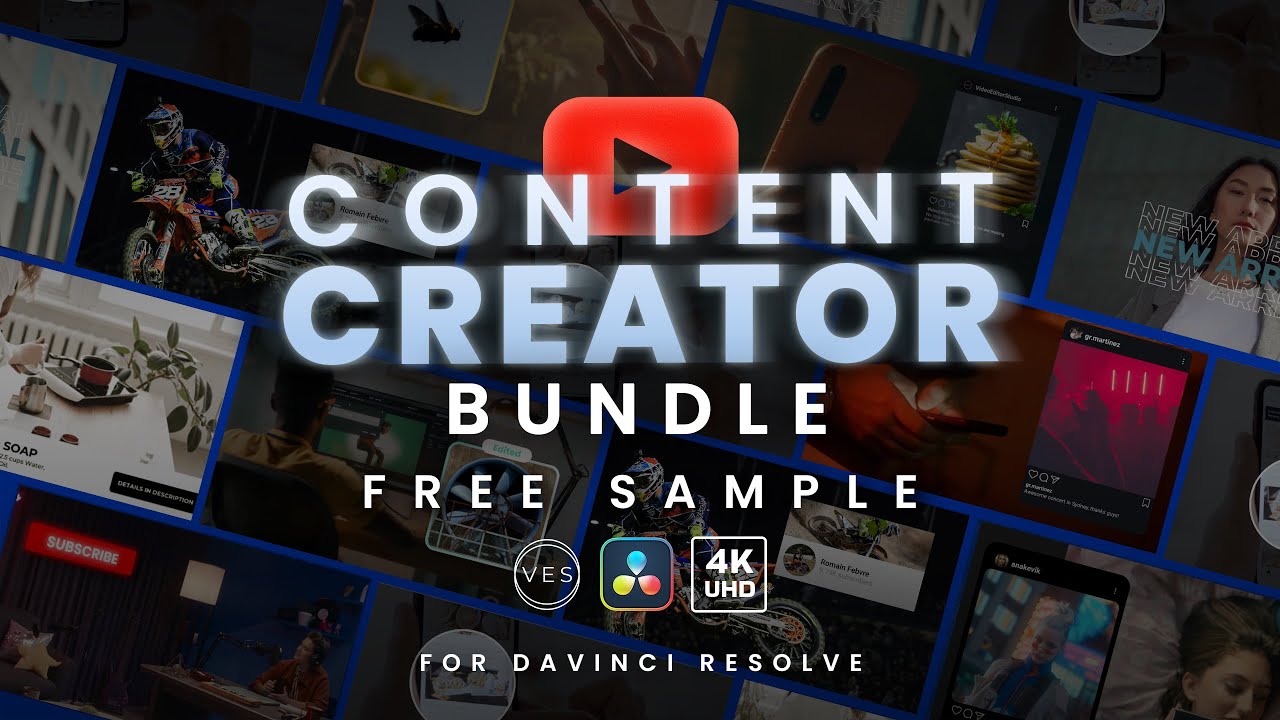 Бесплатный образец пакета Content Creator Bundle для Davinci Resolve