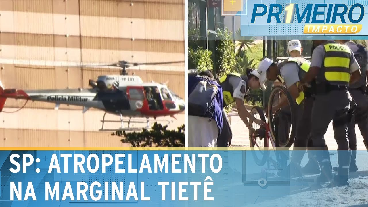Ciclista é atropelado na Marginal Tietê; resgate mobiliza helicóptero | Primeiro Impacto (18/11/24)