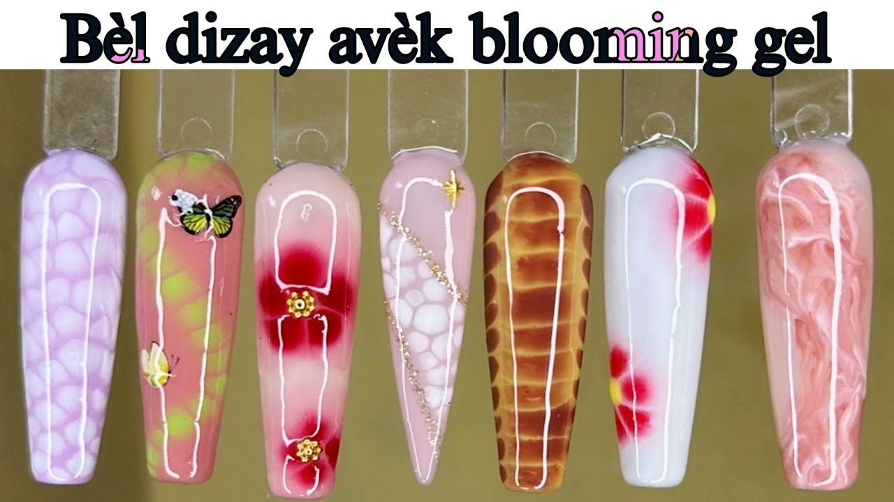 Vin aprann fe kek effet avek Blooming gel/ NAIL ART